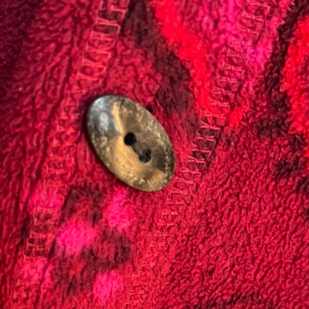 Sigrid Olsen Burgundy fleece jacket with unique buttons size large oversized - Picture 3 of 9